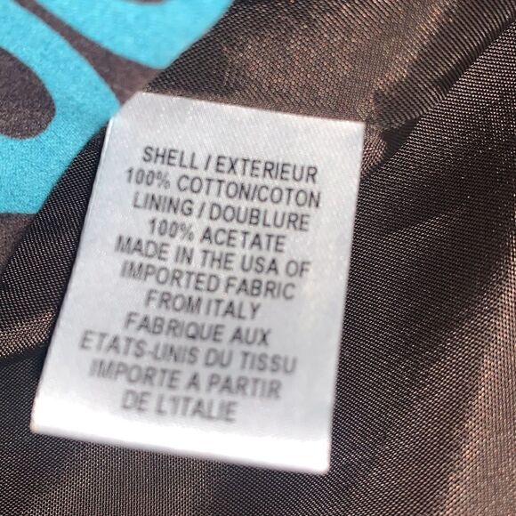 Milly Of New York Blue and Brown Mock Neck Sleeveless Mini Dress | Size 4 - Picture 9 of 9